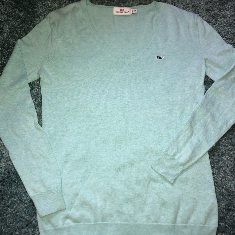 Blue/ Green Vineyard Vines V- Neck Sweater